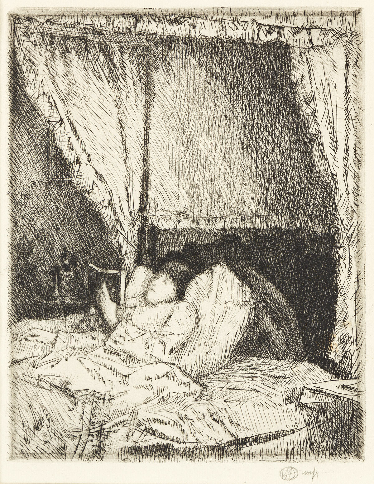 CHILDE HASSAM Reading in Bed.